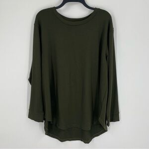 Love and Delancey Women’s Women’s Round Neck Long Sleeve Olive Green Top size 1X